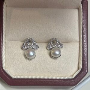 Silver and Pearl Stud Earrings